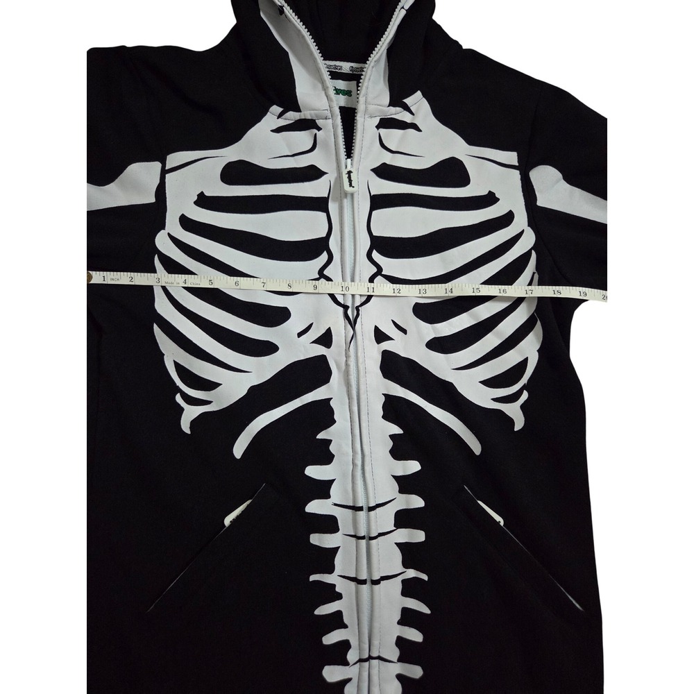 Tipsy Elves Mens Skeleton Full Zip Hoodie Skull Mask Halloween Costume Black M - Picture 10 of 12